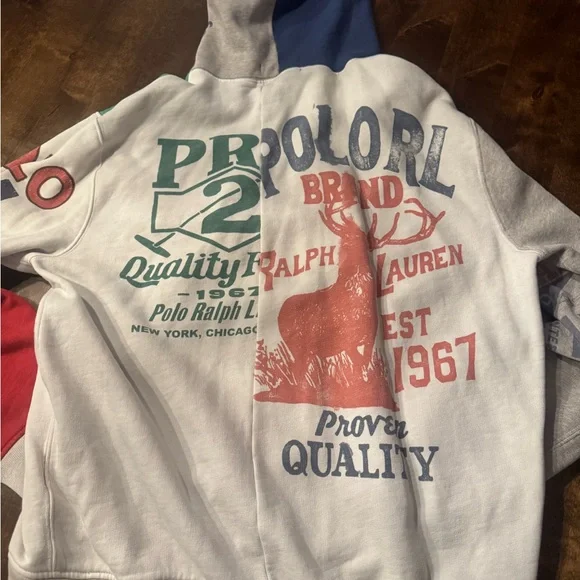 Polo by Ralph Lauren Blue and Cream Graphic Hoodie - Picture 5 of 12